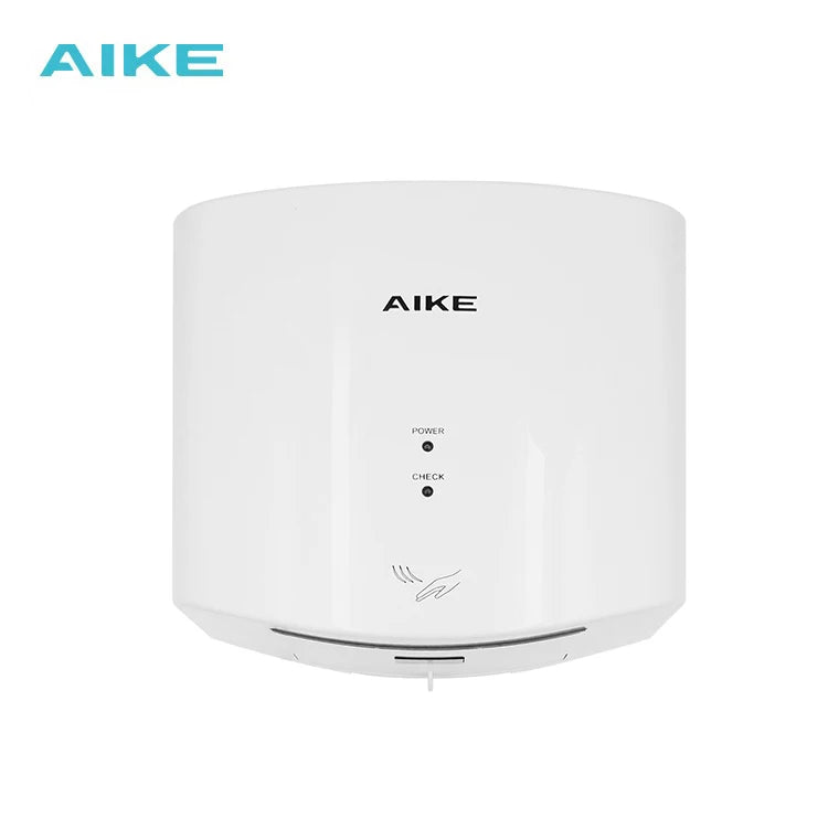 AIKE white automatic sensor hand dryer, 1400W high-speed wall-mounted bathroom appliance