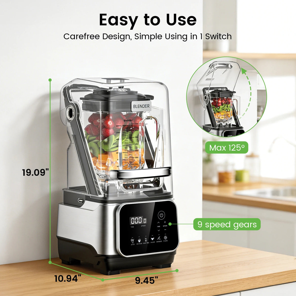 S And B Enterprise 68oz commercial blender with Quiet Shield, stainless steel base and transparent jar