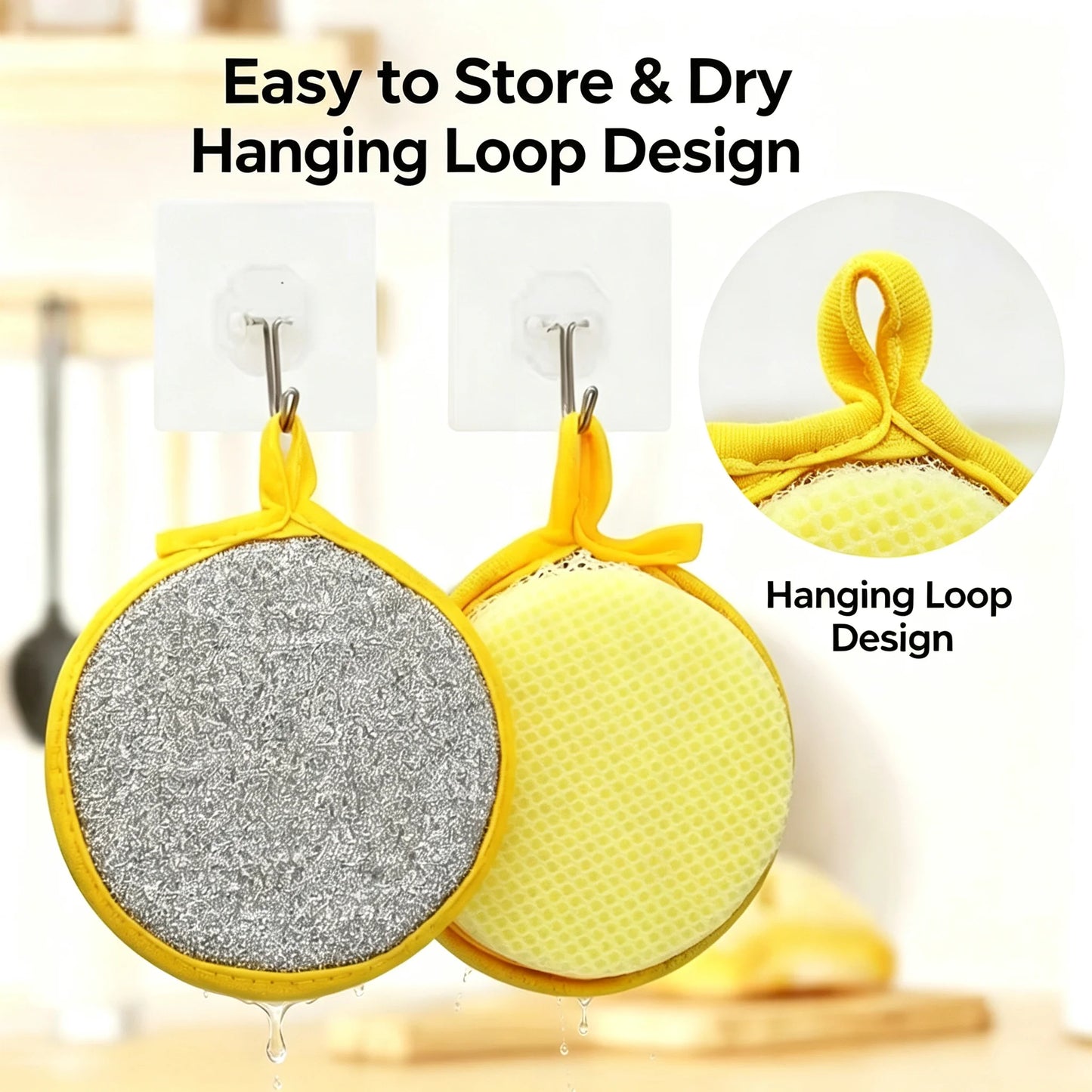 10Pcs Dual-Sided Kitchen Sponge Scrubber, Heavy Duty Dish Cleaning Sponge, Non-Scratch Scouring Pad for Pans Dishes Pot Cleaning by S And B Enterprise