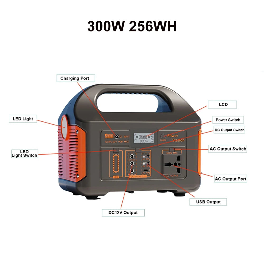 GaiaRay Portable Power Station 256Wh LiFePO4 Solar Generator For Camping by S And B Enterprise