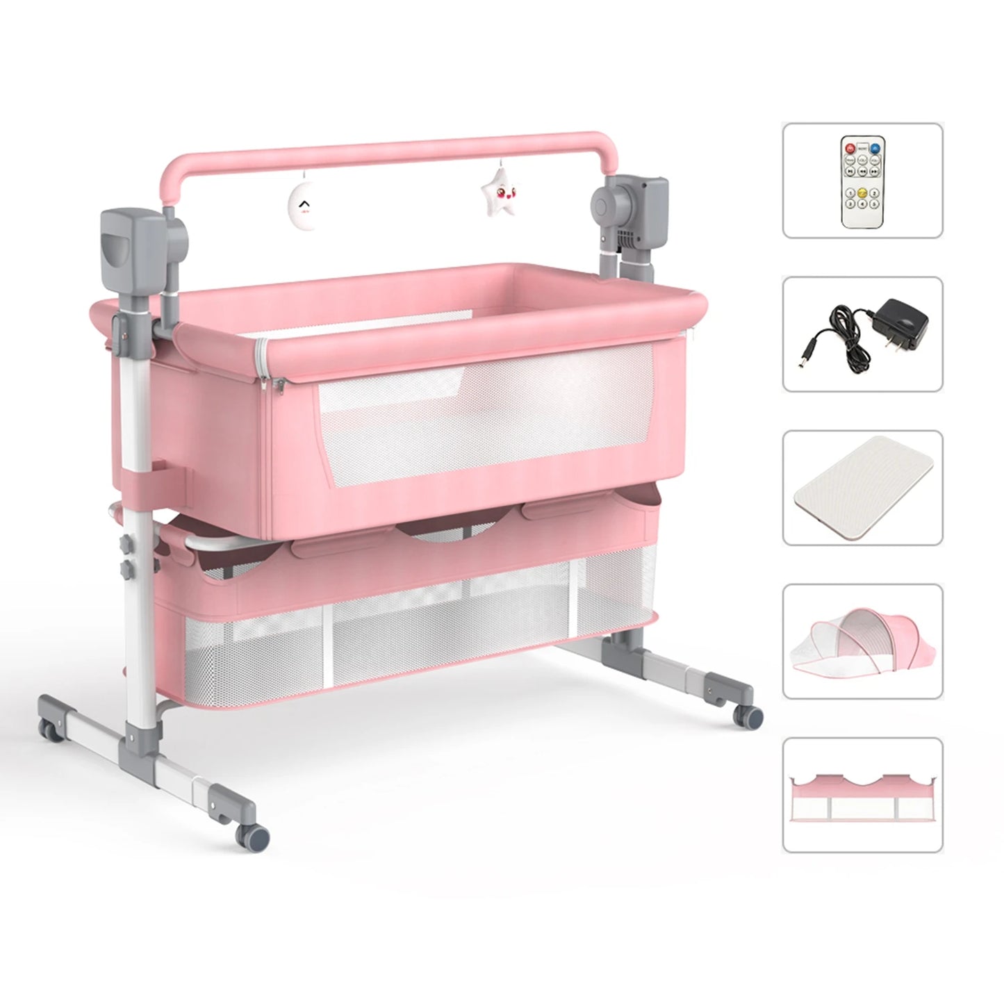Baby Bassinet With Automatic Rocking And Bedside Sleeper