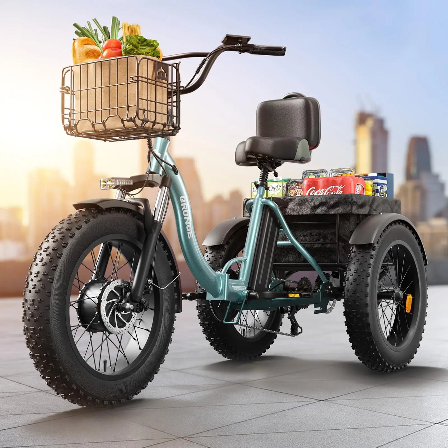QRONGE Electric Bike For Adults 960W Peak Folding Tricycle