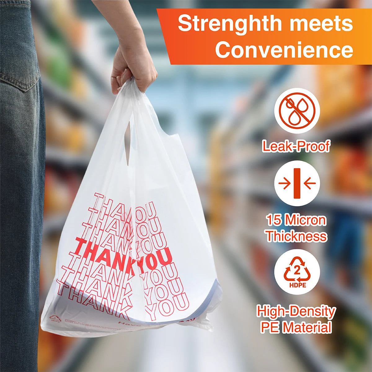 Heavy Duty Thank You T-Shirt Bags HDPE 1000 Count Bulk by S And B Enterprise