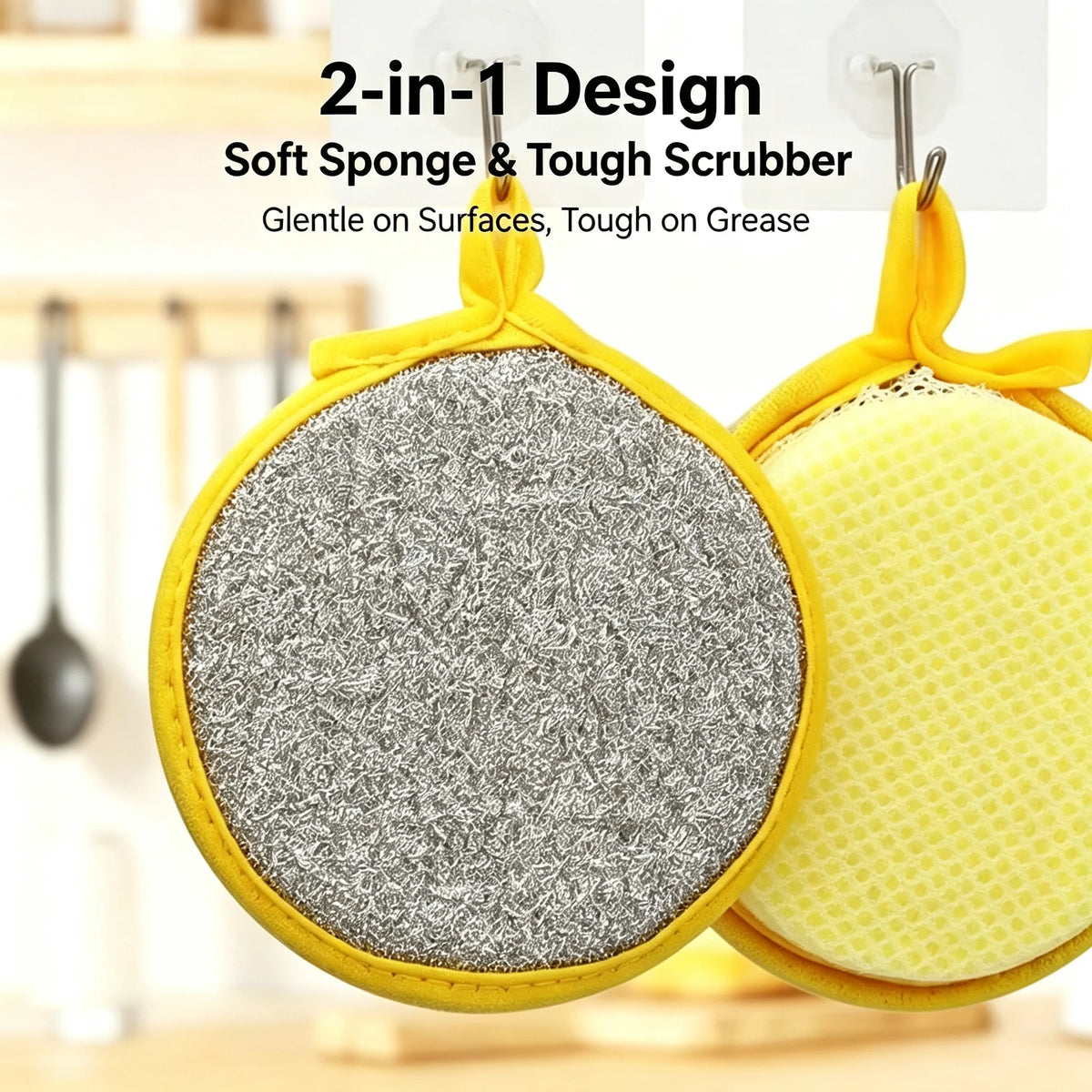 10Pcs Dual-Sided Kitchen Sponge Scrubber, Heavy Duty Dish Cleaning Sponge, Non-Scratch Scouring Pad for Pans Dishes Pot Cleaning by S And B Enterprise