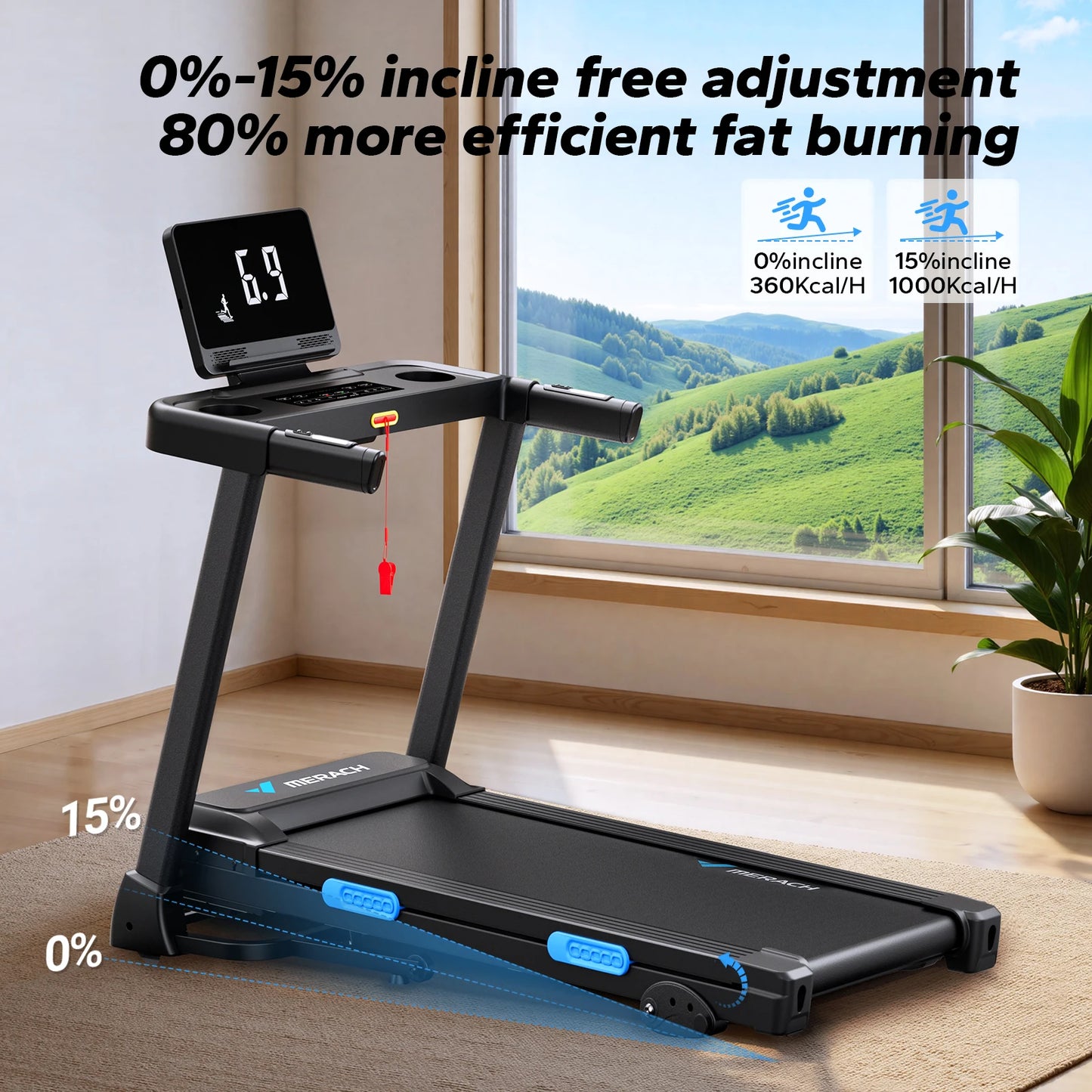 MERACH Foldable Treadmill T12 Incline Bluetooth Heart Rate Monitoring by S And B Enterprise