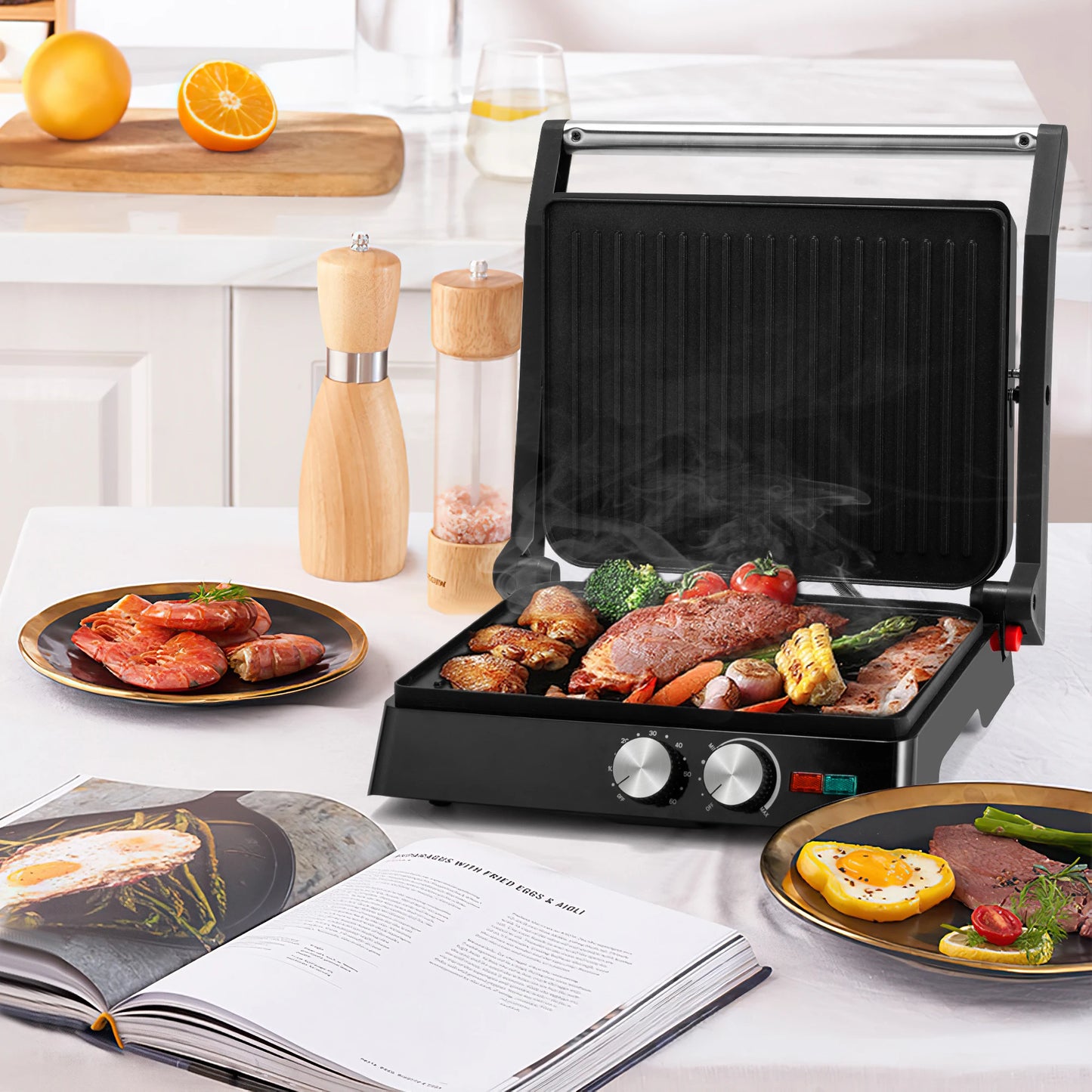 Suslas 1800W Electric Panini Grill And Sandwich Maker