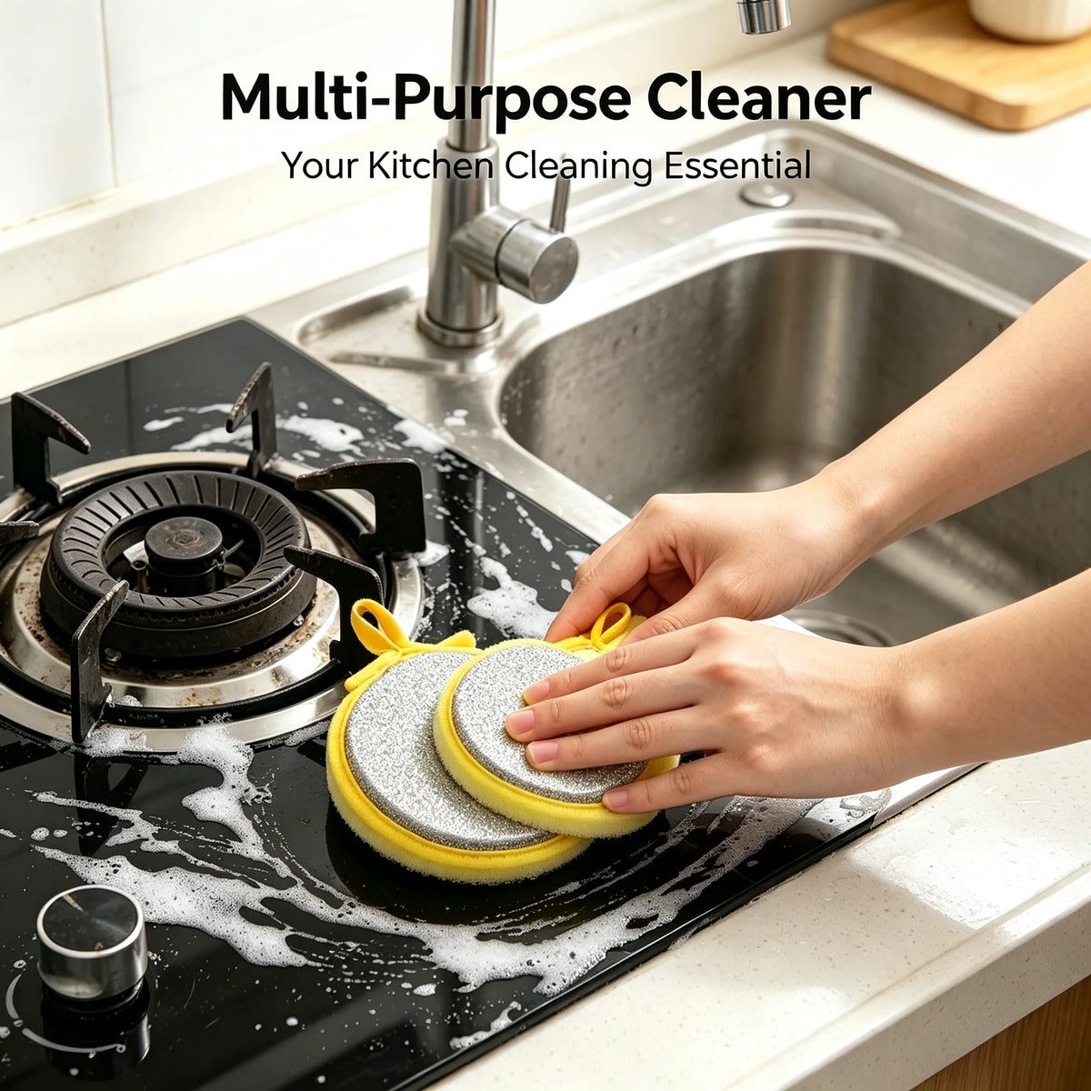 10Pcs Dual-Sided Kitchen Sponge Scrubber, Heavy Duty Dish Cleaning Sponge, Non-Scratch Scouring Pad for Pans Dishes Pot Cleaning by S And B Enterprise