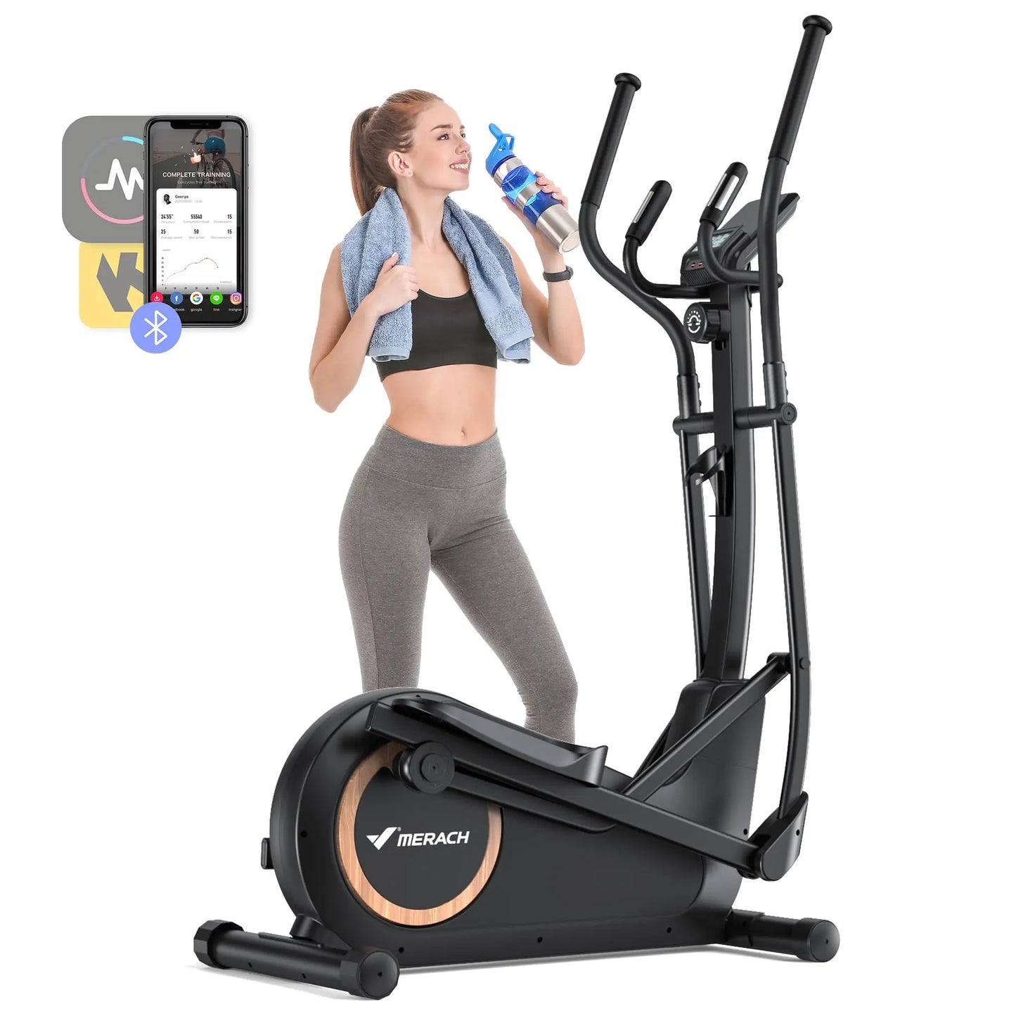 MERACH Elliptical Exercise Machine Magnetic Drive 8 Resistance Levels