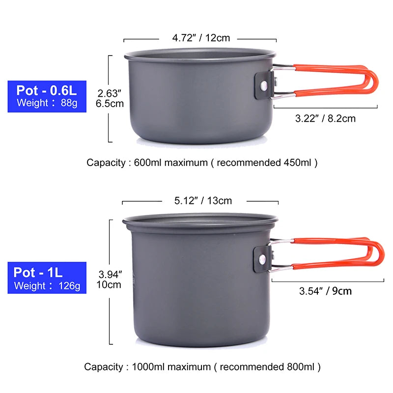 Widesea Camping Cookware Set Portable Pot Stove Knife Fork Cup by S And B Enterprise