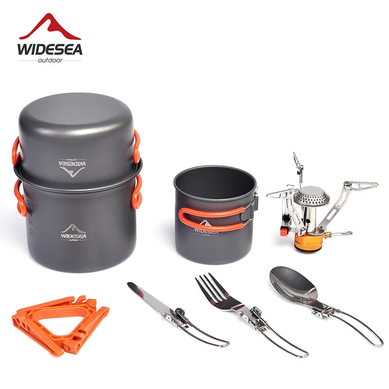 Widesea Camping Cookware Set Portable Pot Stove Knife Fork Cup by S And B Enterprise