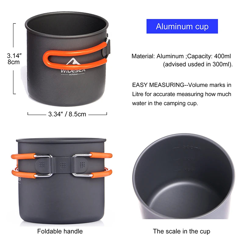 Widesea Camping Cookware Set Portable Pot Stove Knife Fork Cup by S And B Enterprise