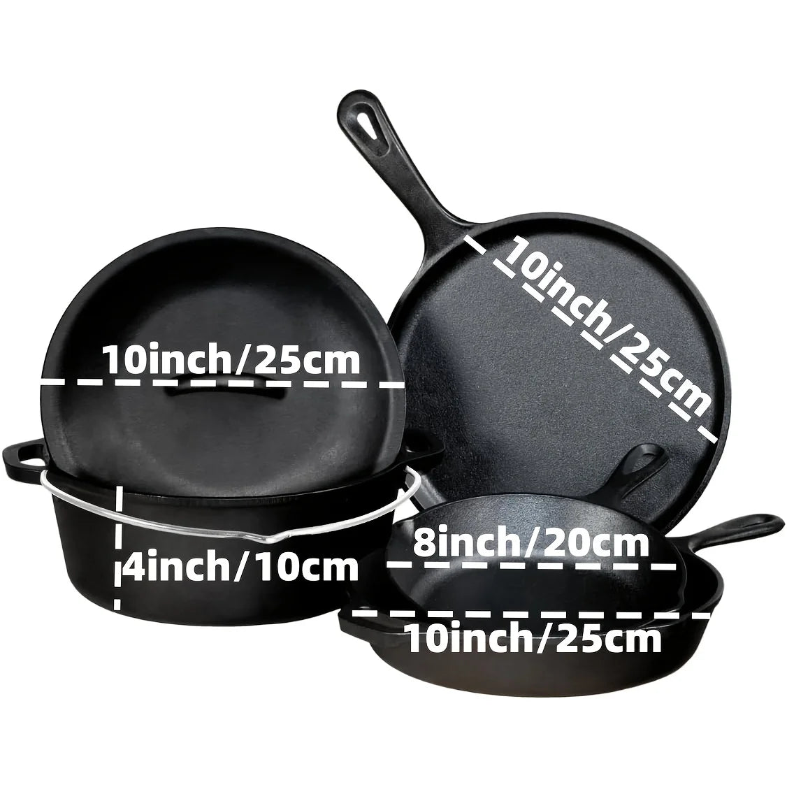 AEDG Cast Iron Skillet Set Preseasoned Nonstick Cookware by S And B Enterprise