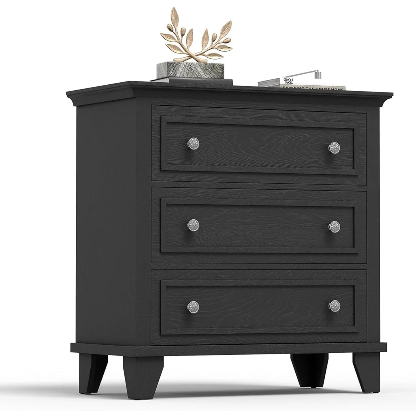 HiMISS 3 Drawer Dresser Wood Storage Chest With Metal Handles