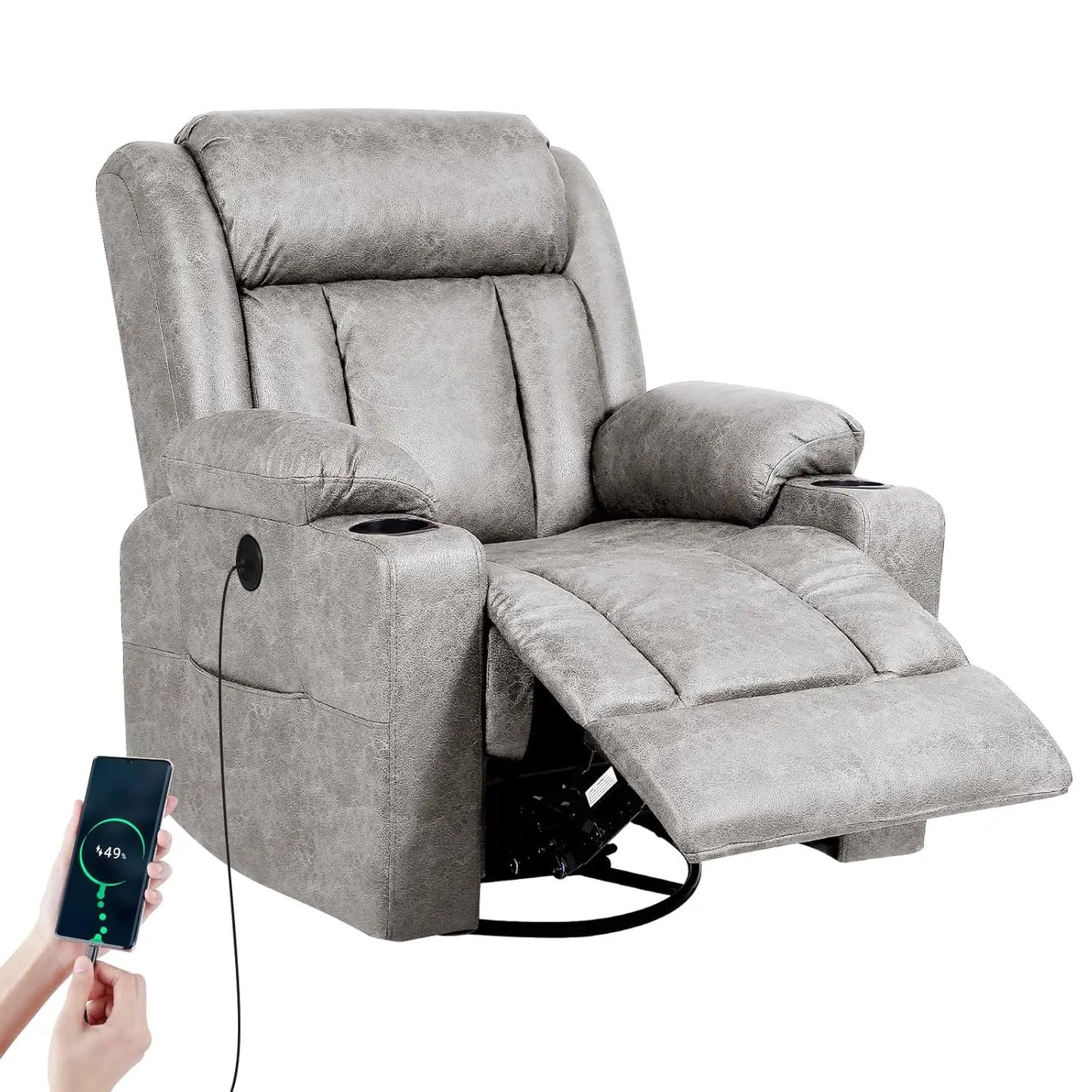 Rocking Recliner Chair With Massage And Heat 360 Swivel by S And B Enterprise