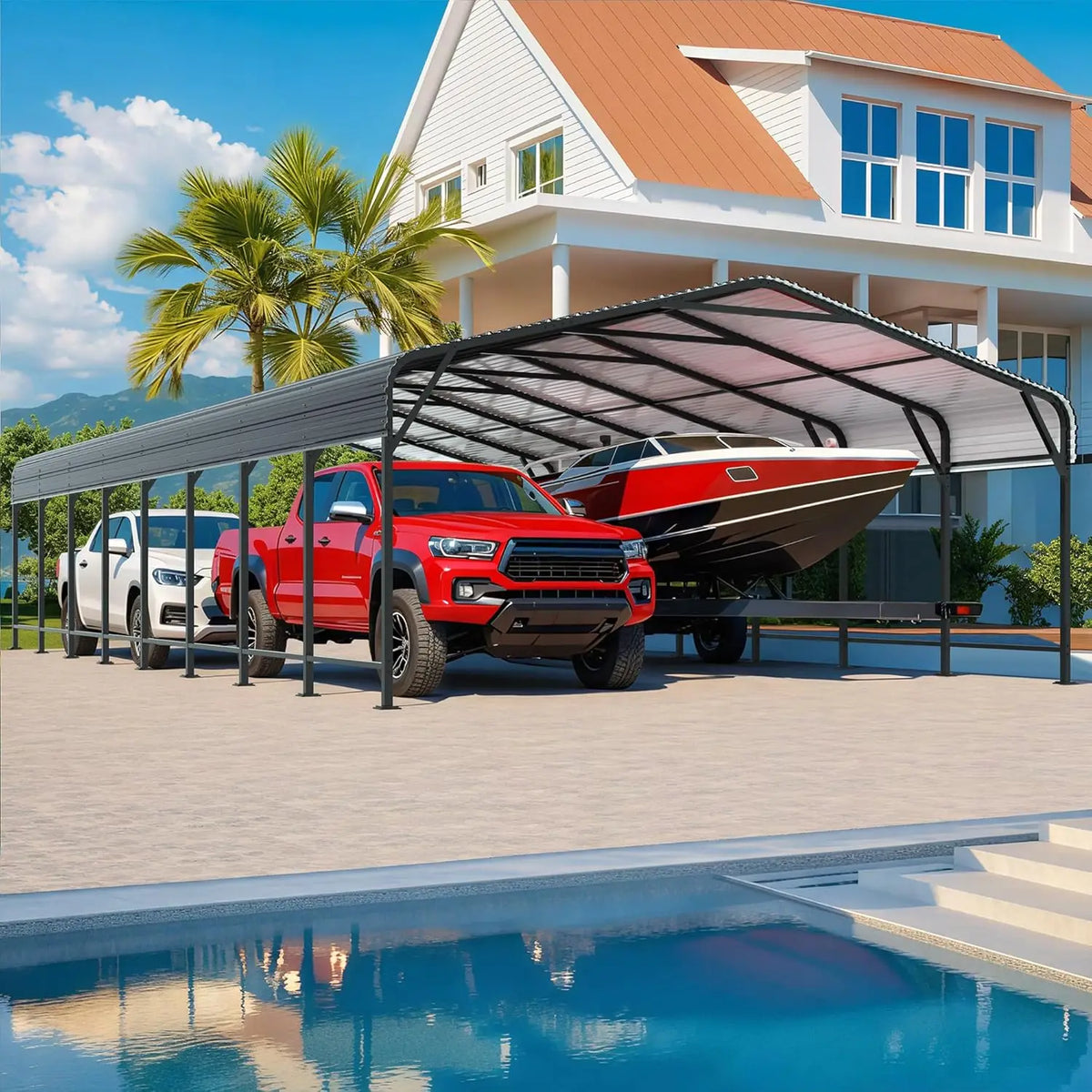 VIWAT Heavy Duty Metal Carport Shelter for Outdoor Use by S And B Enterprise