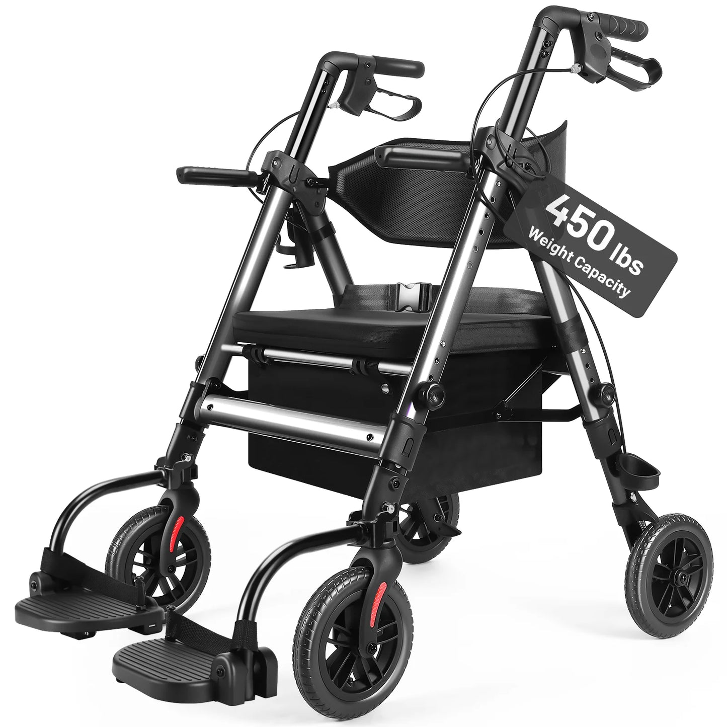 None Heavy Duty Foldable Rollator Walker With Brake