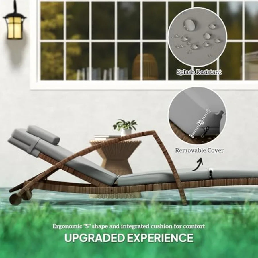 Wicker Chaise Lounge Chairs Outdoor Set Of 2 With Wheels