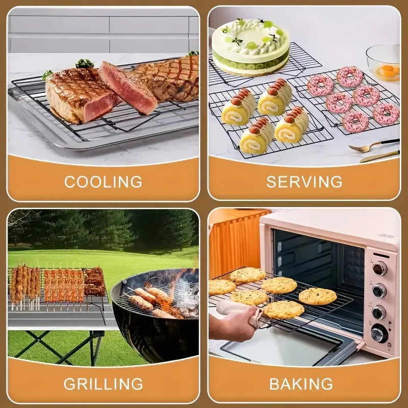 FAIS DU 1/2/3pcs Stackable Cooling Rack for Baking Nonstick Metal Cake Cooling Rack Grid Net Baking Tray Oven Cooling Rac by S And B Enterprise