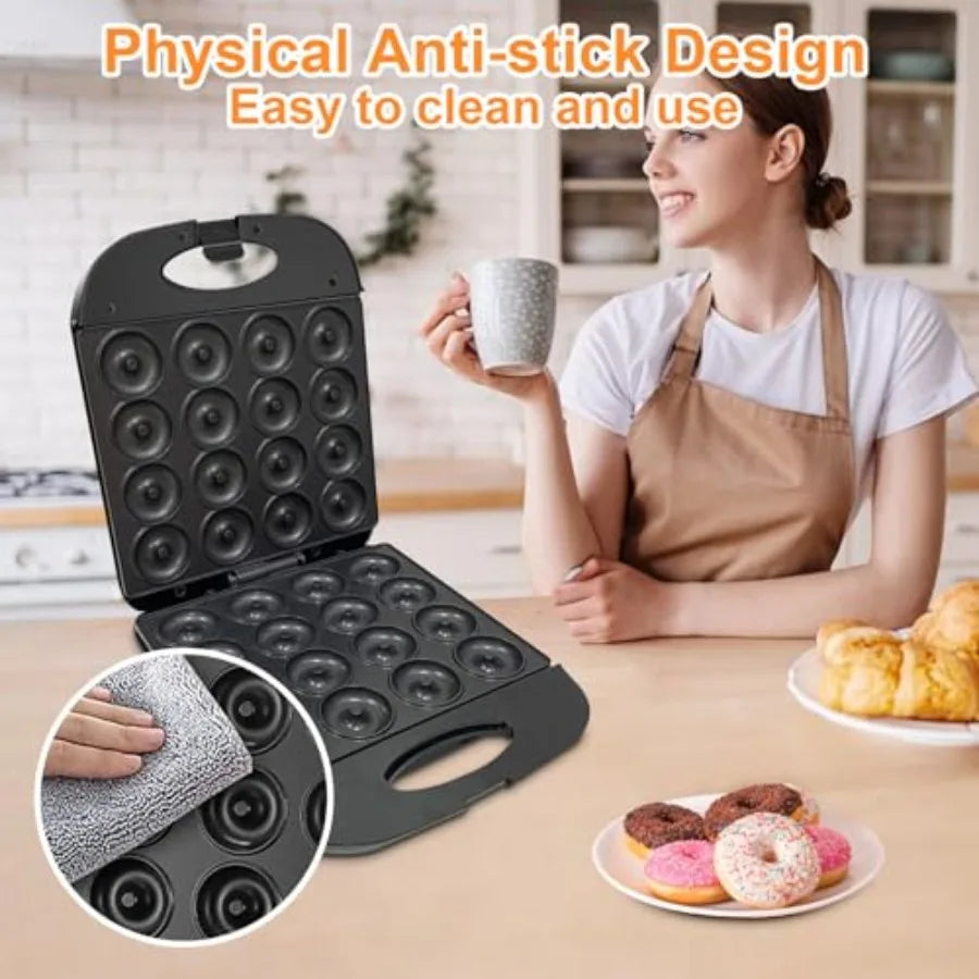 Mini Donut Maker 16-Hole Electric With Non-Stick Surface