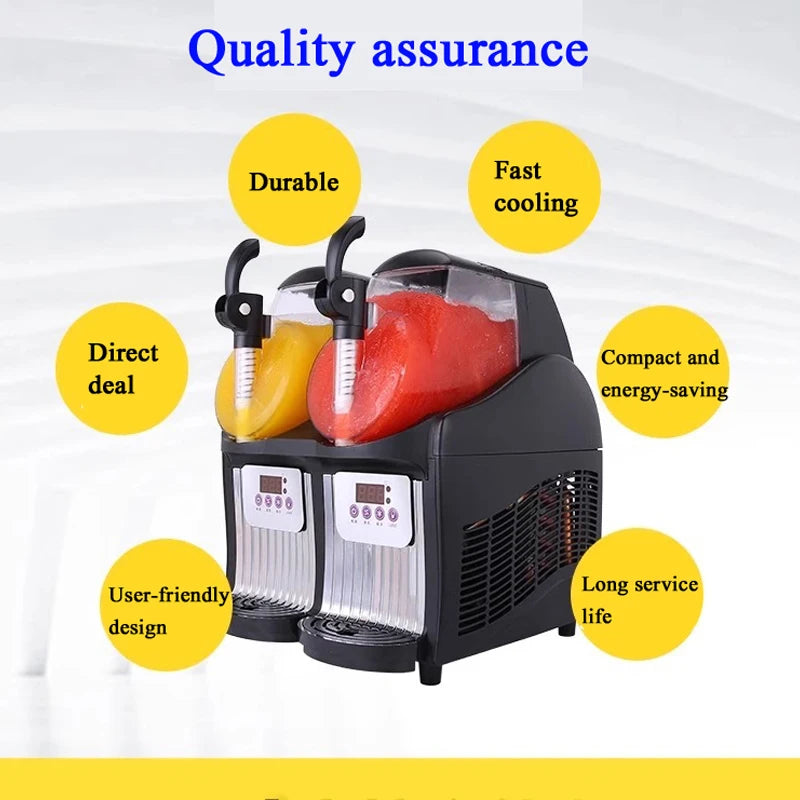 Commercial slushy machine with dual dispensers, stainless steel, 300W