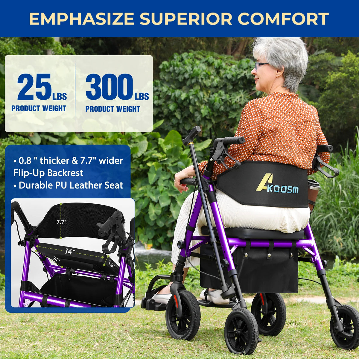 Rolling Walker Wheelchair Combo With Adjustable Seat And Handle by S And B Enterprise