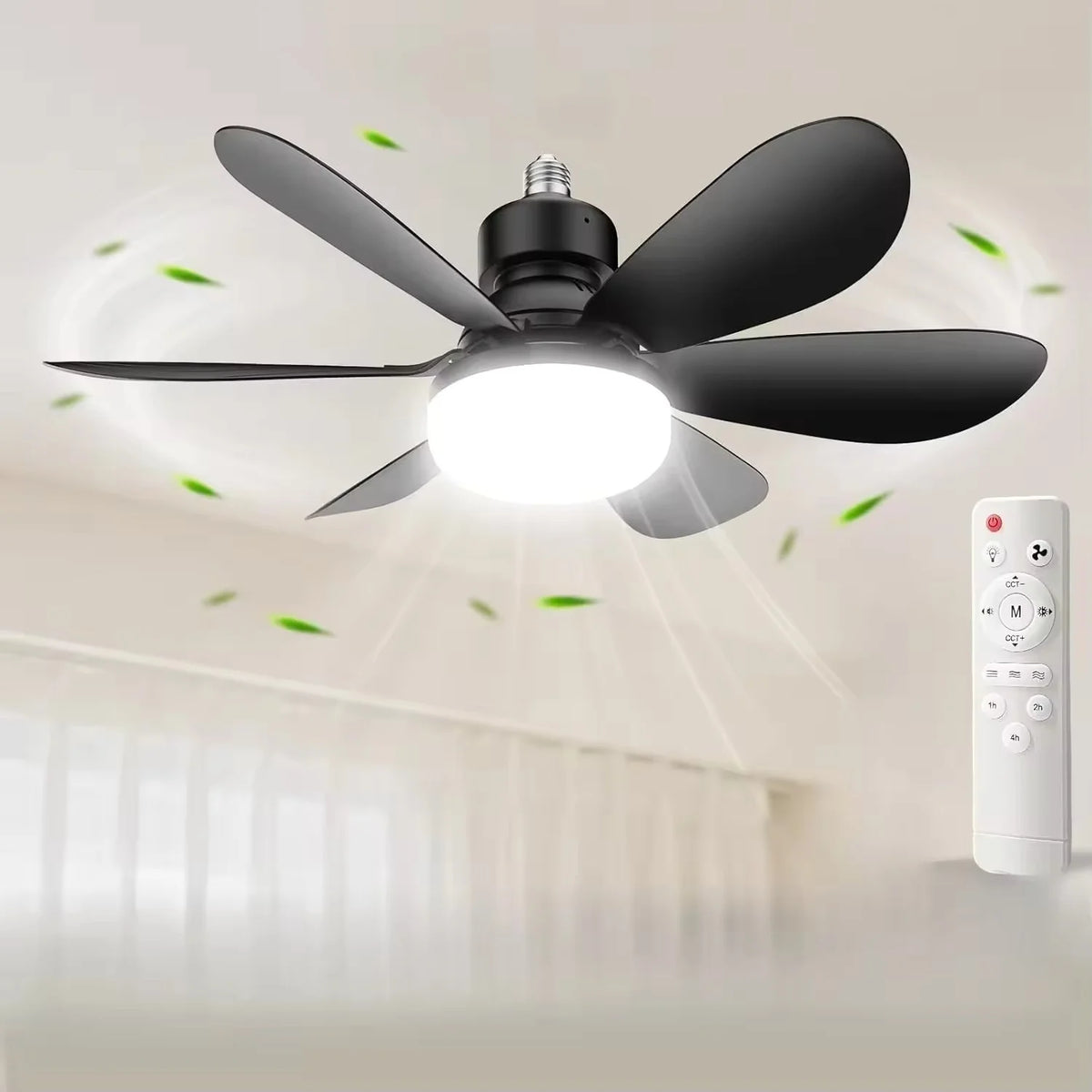 Ceiling Fan With Remote Control LED Light E27 Base by S And B Enterprise