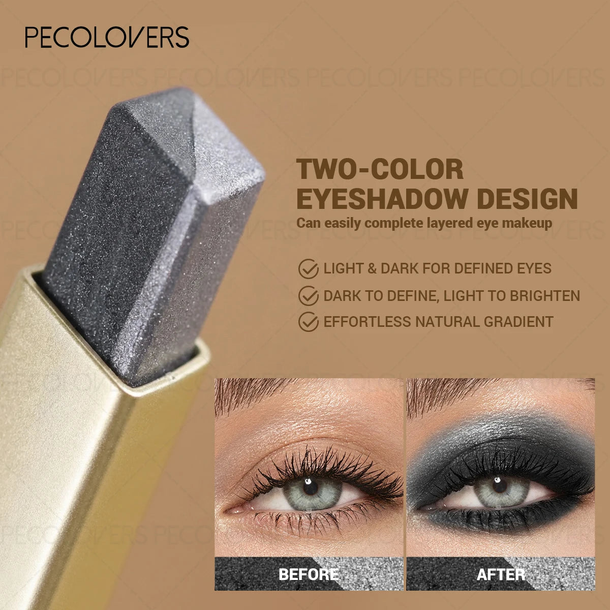 Two-color eye shadow stick set, push-pull design, 6-piece kit, waterproof and sweat-proof, S And B Enterprise