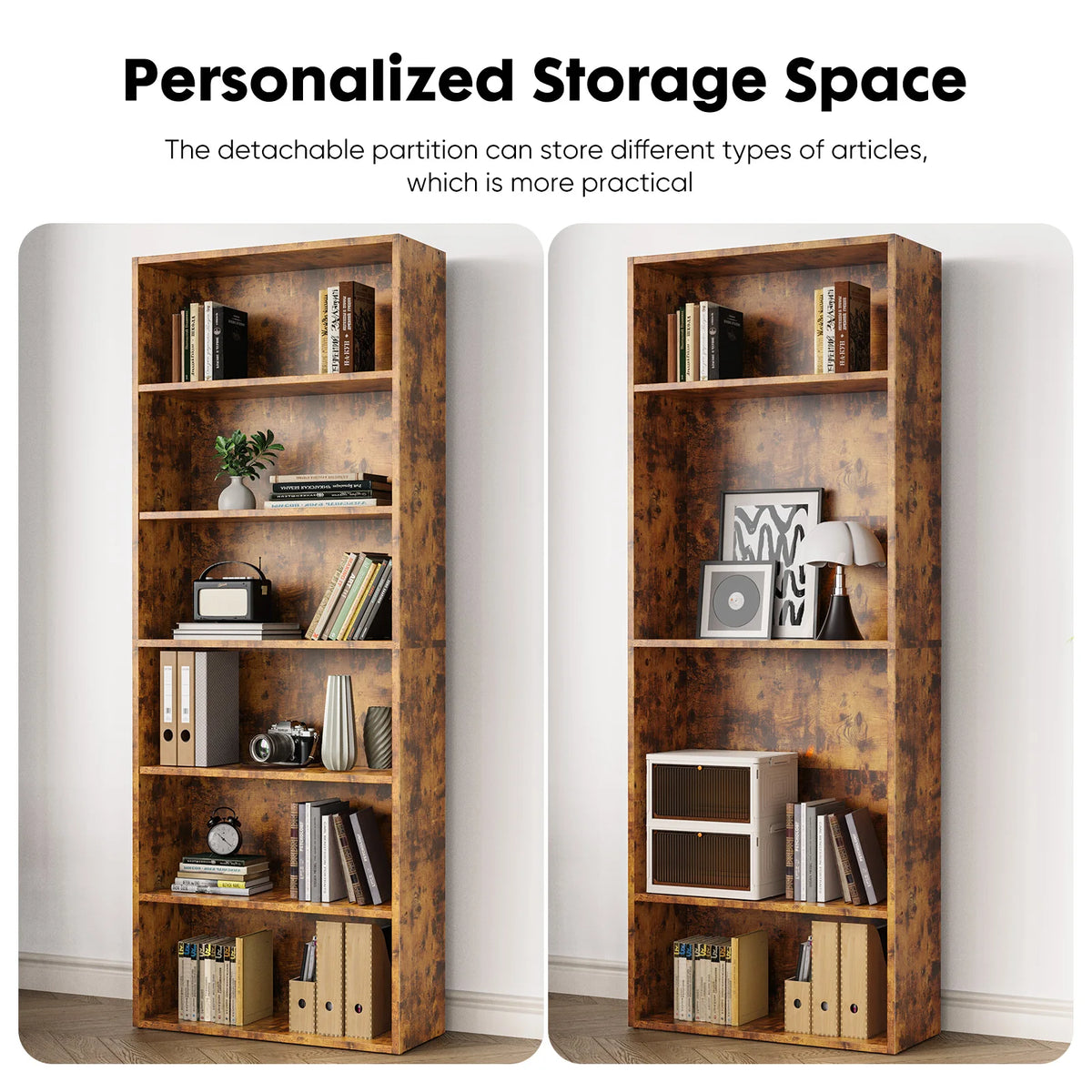 JHK 6 Tier Wooden Shelf Bookcase by S And B Enterprise