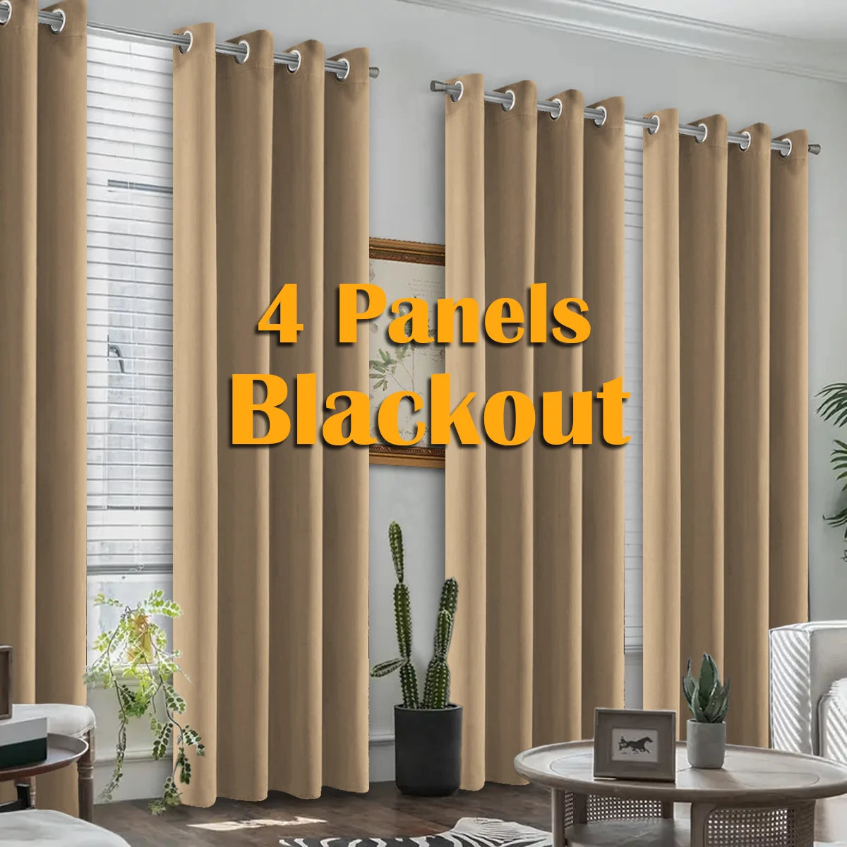 NONECN Blackout Curtains 4 Pack Heat Insulated Grommet For Bedroom Living Room by S And B Enterprise