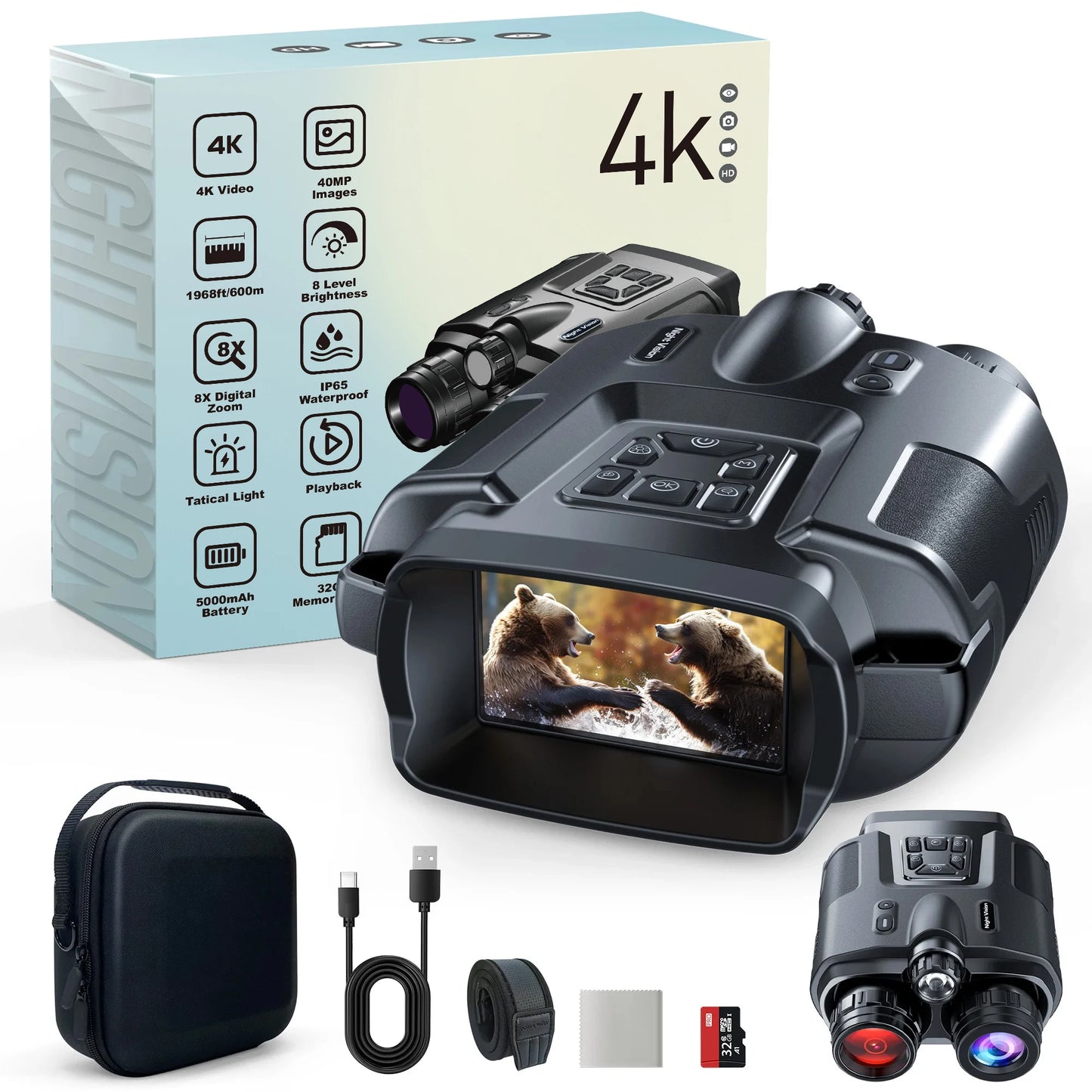 DIYIMINE Night Vision Binoculars 4K Infrared 8X Zoom Goggles by S And B Enterprise