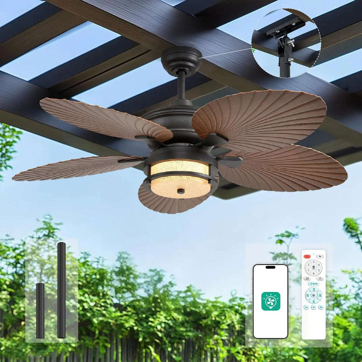 Orison Outdoor Ceiling Fan With Lights Dimmable LED 6 Speed by S And B Enterprise