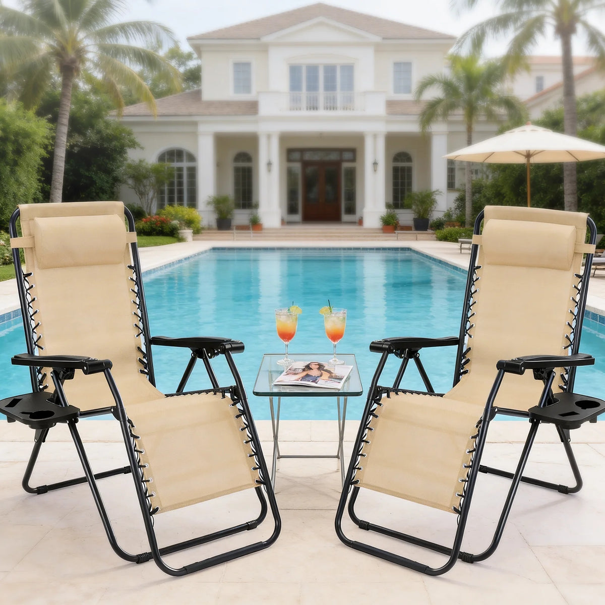 JHK Zero Gravity Recliner Chairs 2 With Cup Holder Trays by S And B Enterprise