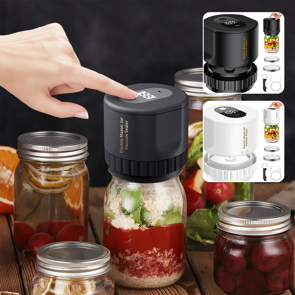 Automatic Electric Mason Jar Vacuum Sealer by S And B Enterprise, black portable one-button operation