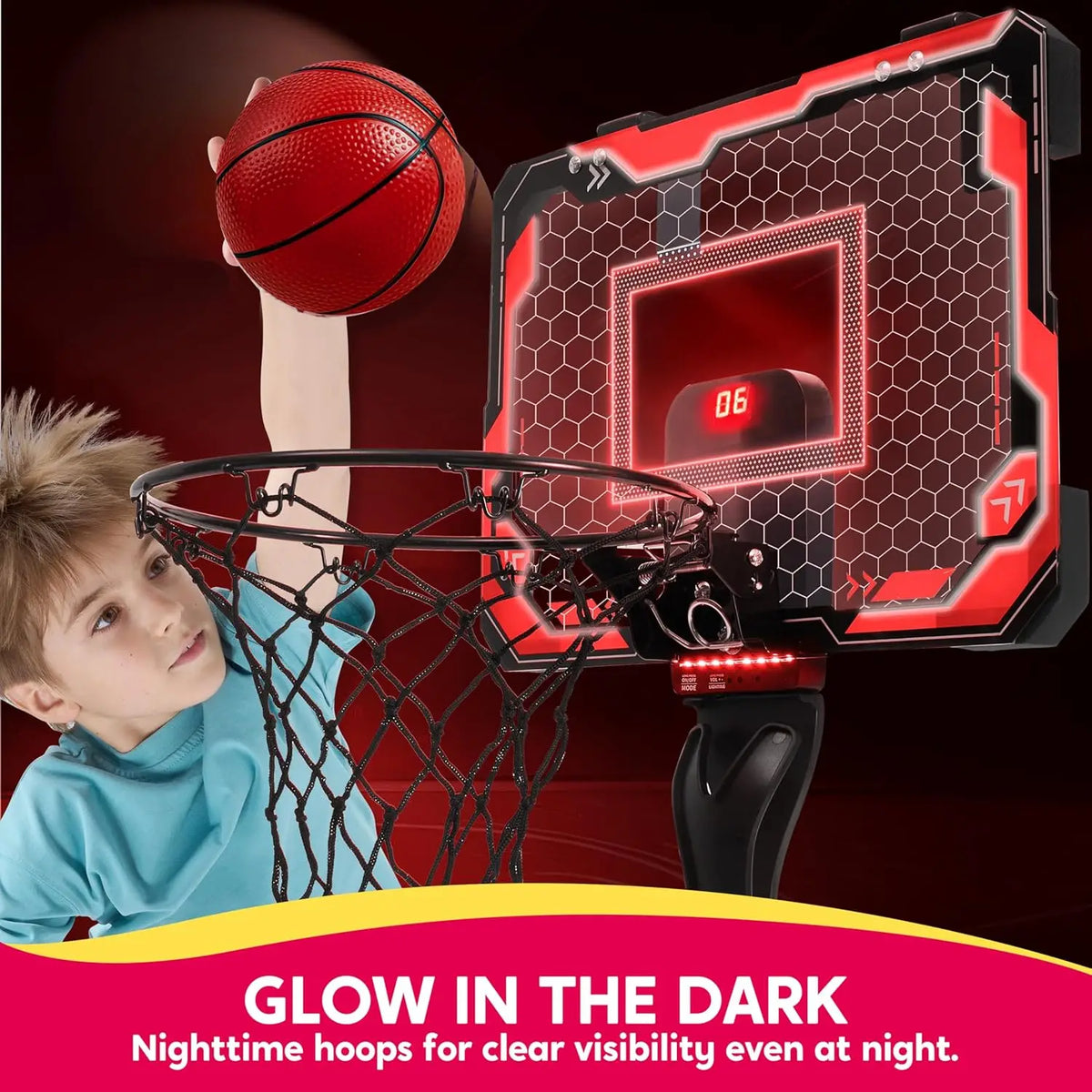Joyfy Mini Indoor Basketball Hoop with LED Lights and Scoreboard by S And B Enterprise