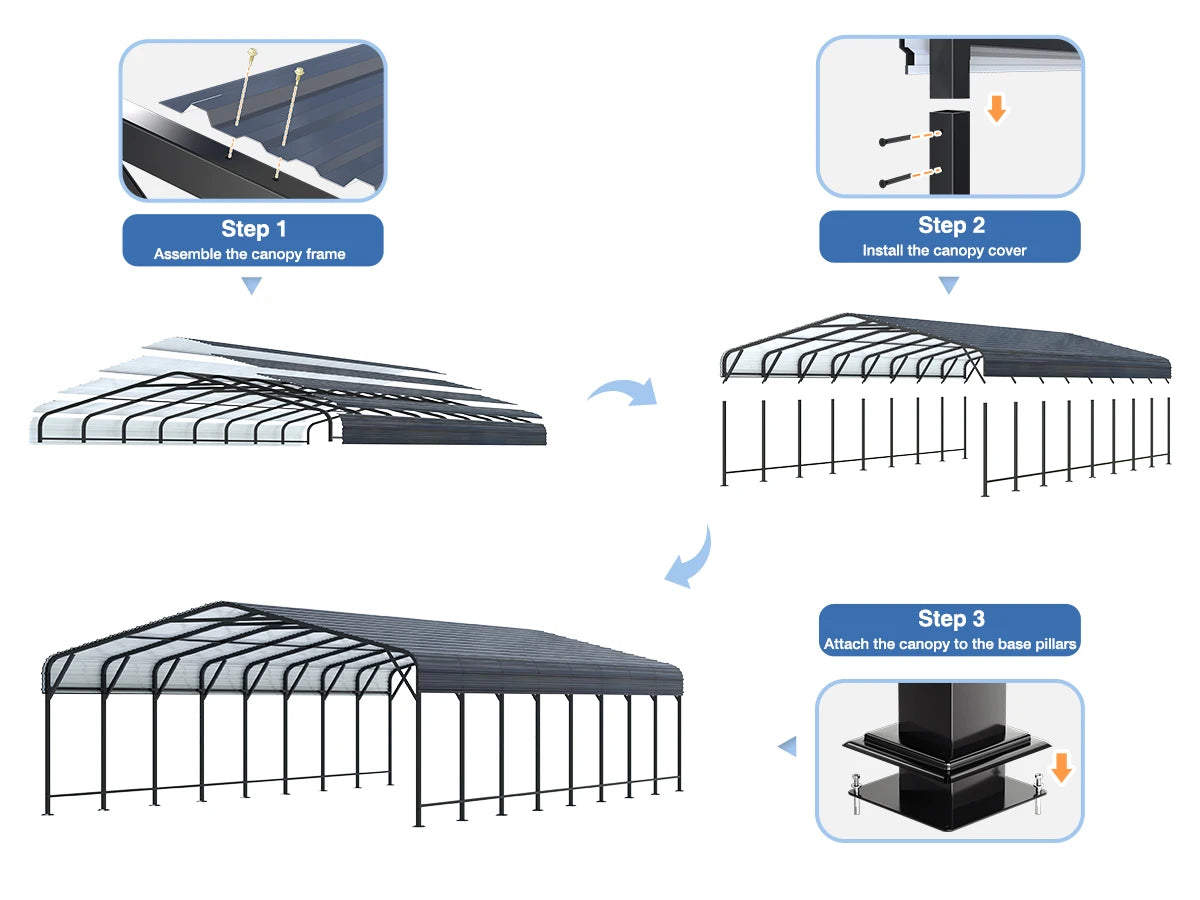 VIWAT Heavy Duty Metal Carport Shelter for Outdoor Use by S And B Enterprise