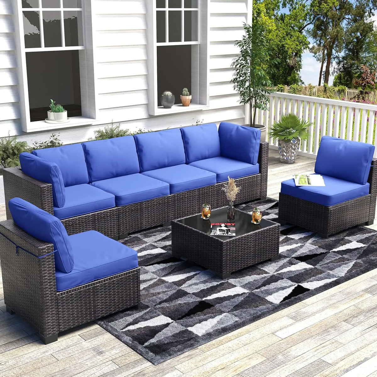 HobbyLane 7 Piece Modular Outdoor Furniture Set PE Rattan Wicker Garden by S And B Enterprise