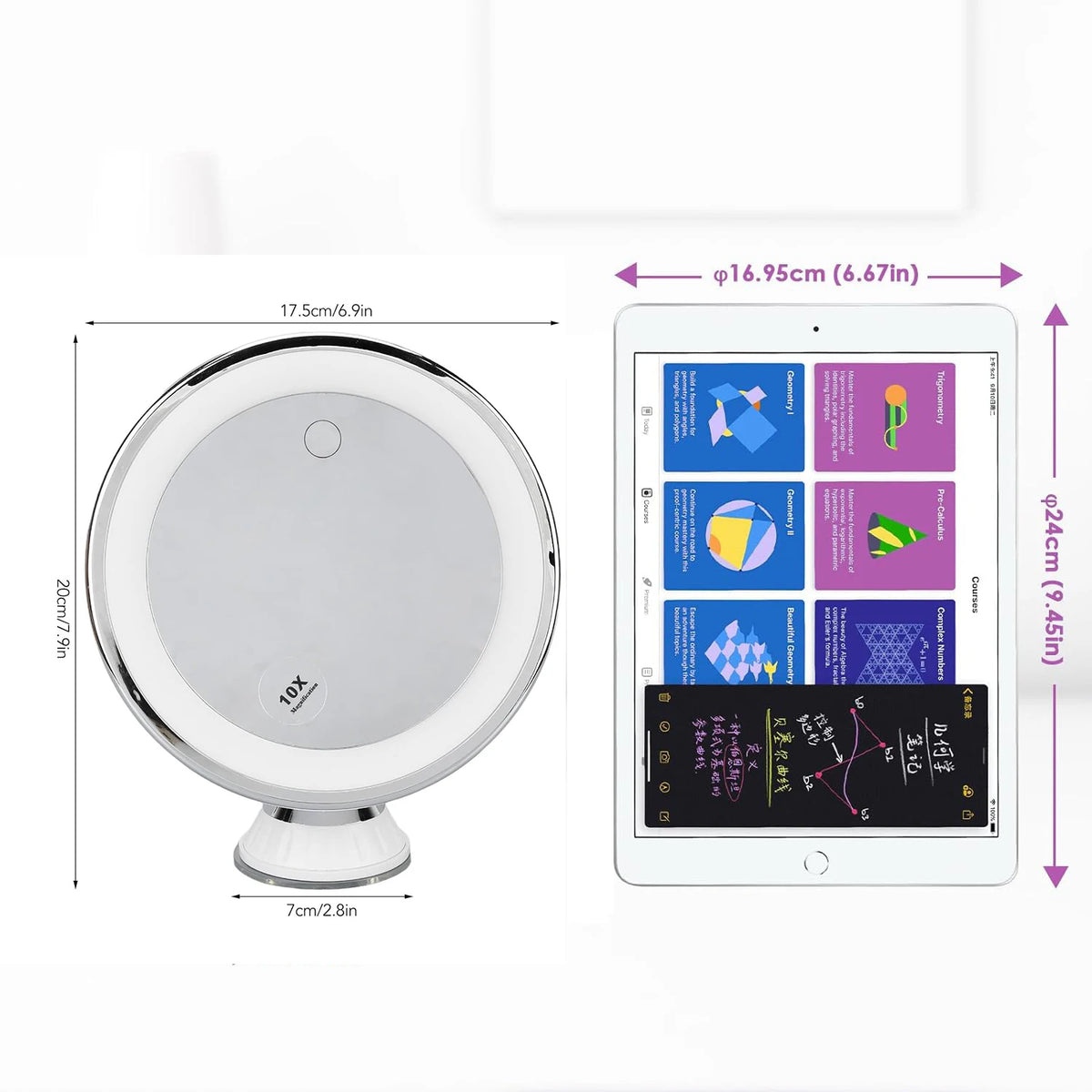 LED Makeup Mirror With 10x Magnification And Three Color Lights by S And B Enterprise