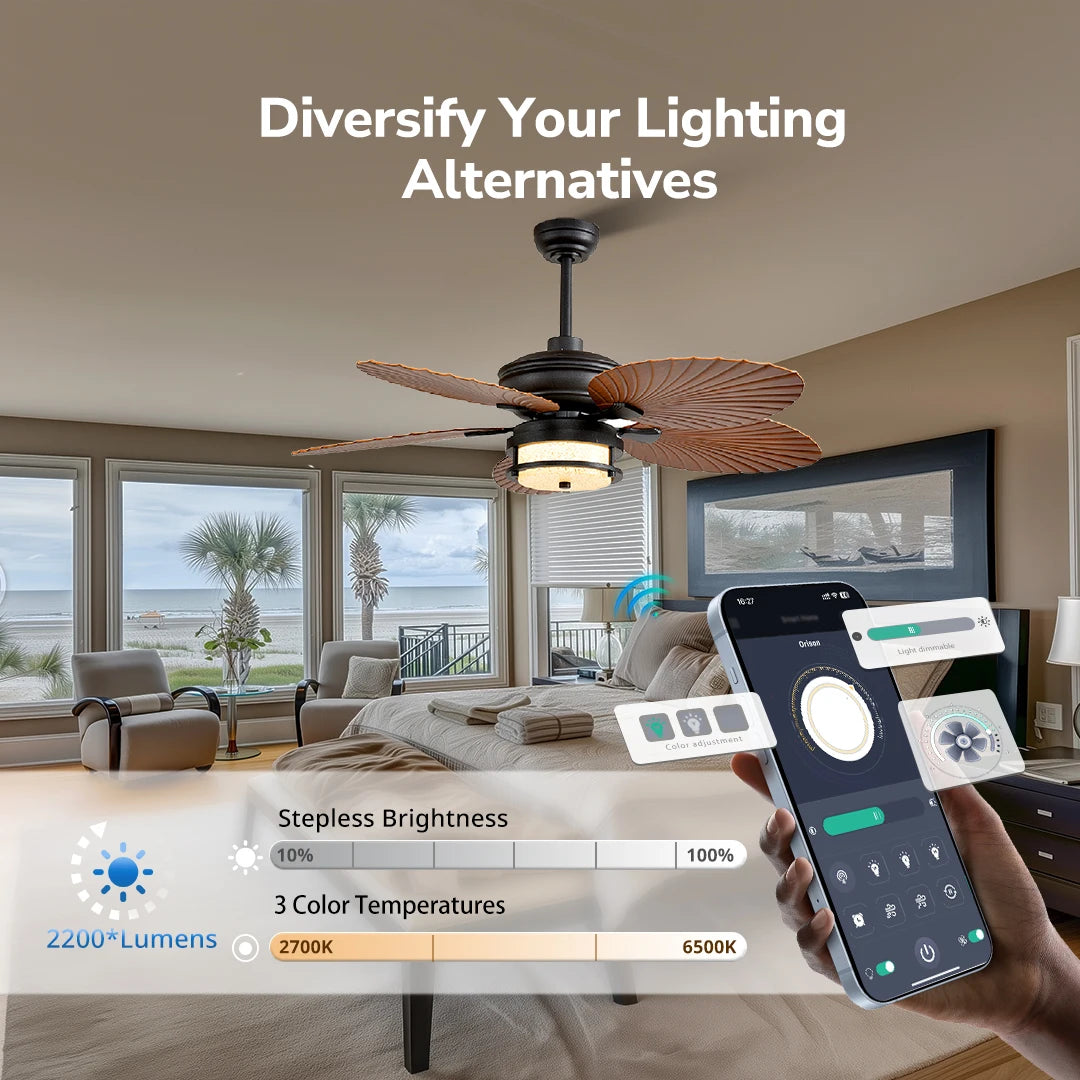 Orison Outdoor Ceiling Fan With Lights Dimmable LED 6 Speed by S And B Enterprise