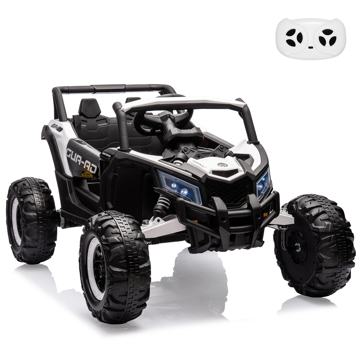 S And B Enterprise 24V two-seat ride-on UTV with remote control, dual 200W motors, metal frame, LED lights