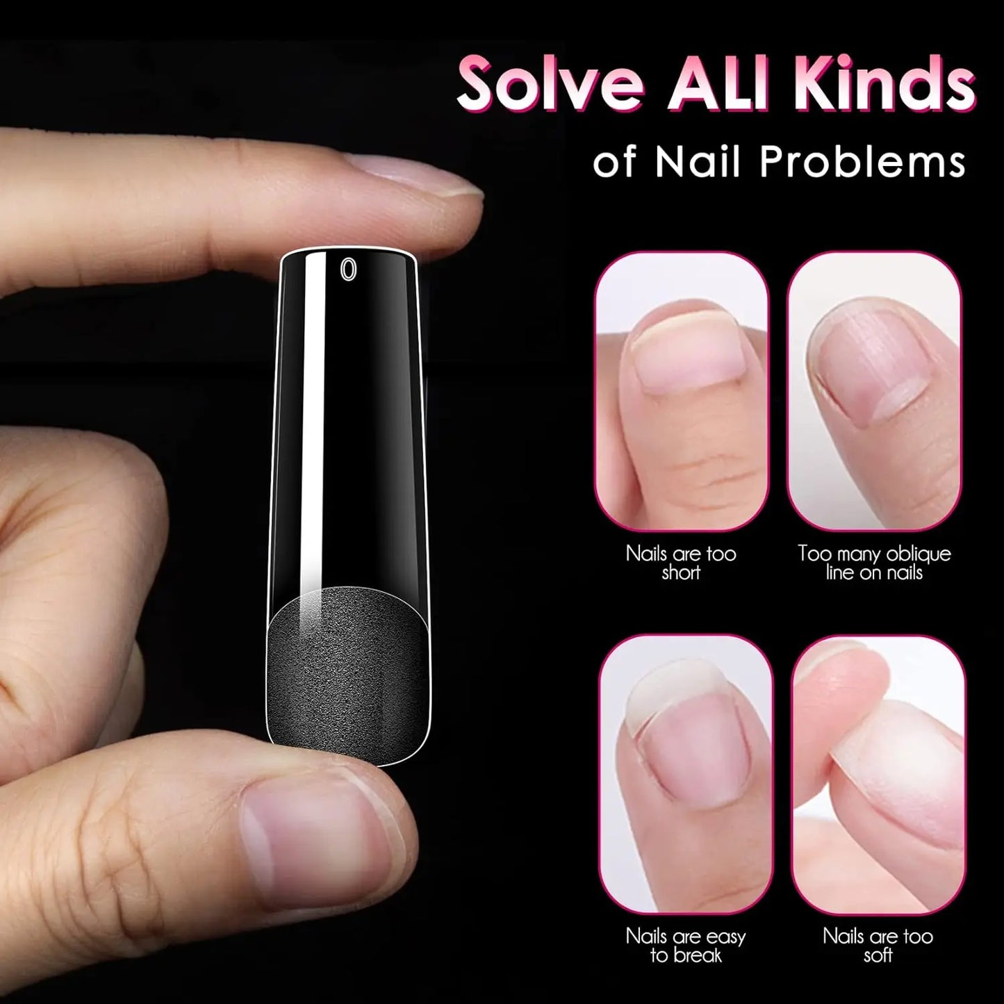 Soft Gel Nail Tips Full Cover 240 Count Acrylic Extensions
