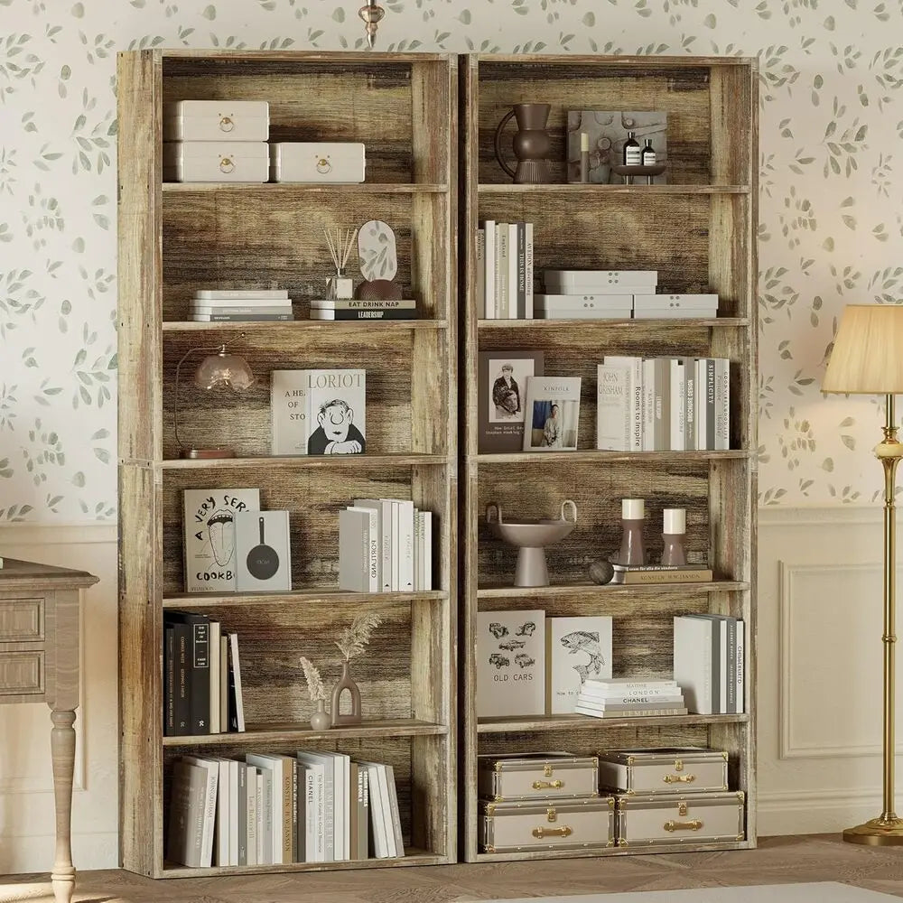 IRONCK Set of 2 Floor Standing 6 Tier Sturdy Bookcases by S And B Enterprise