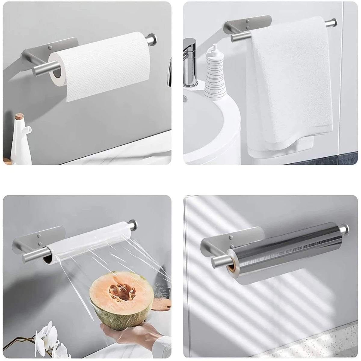 Stainless steel adhesive wall-mounted paper towel holder by S And B Enterprise