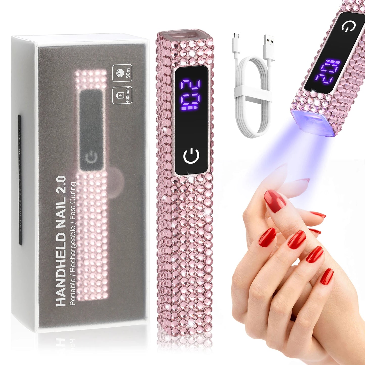 SAYSALLY Mini UV LED Nail Lamp With Diamonds Portable Dryer