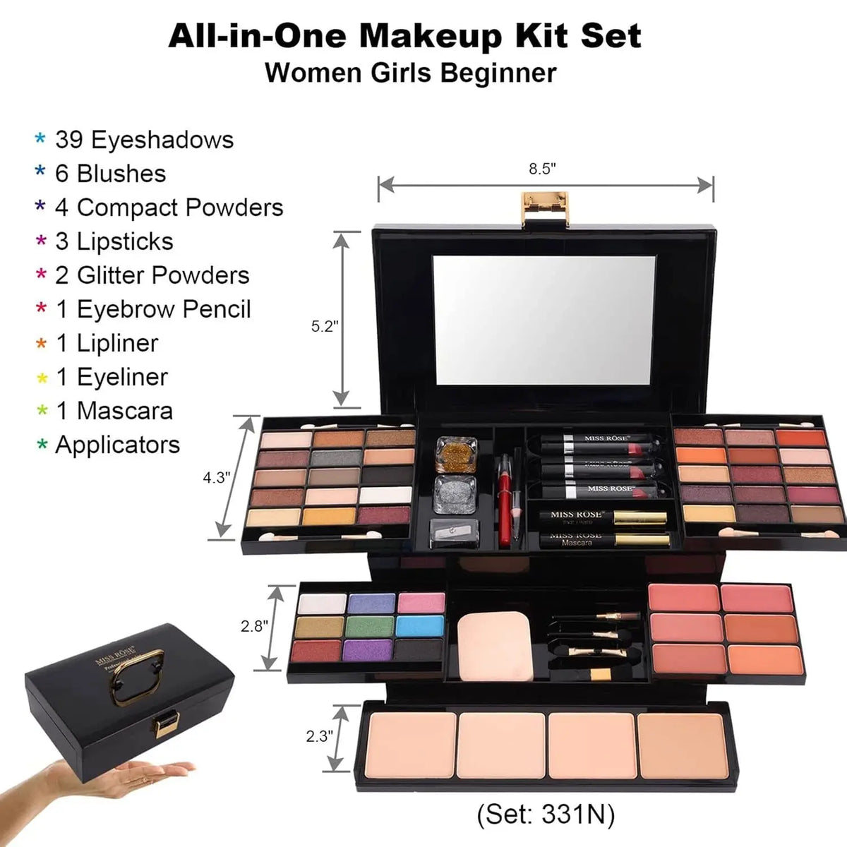 58 Professional Makeup Kit With Eyeshadow Blusher Concealer Mirror by S And B Enterprise