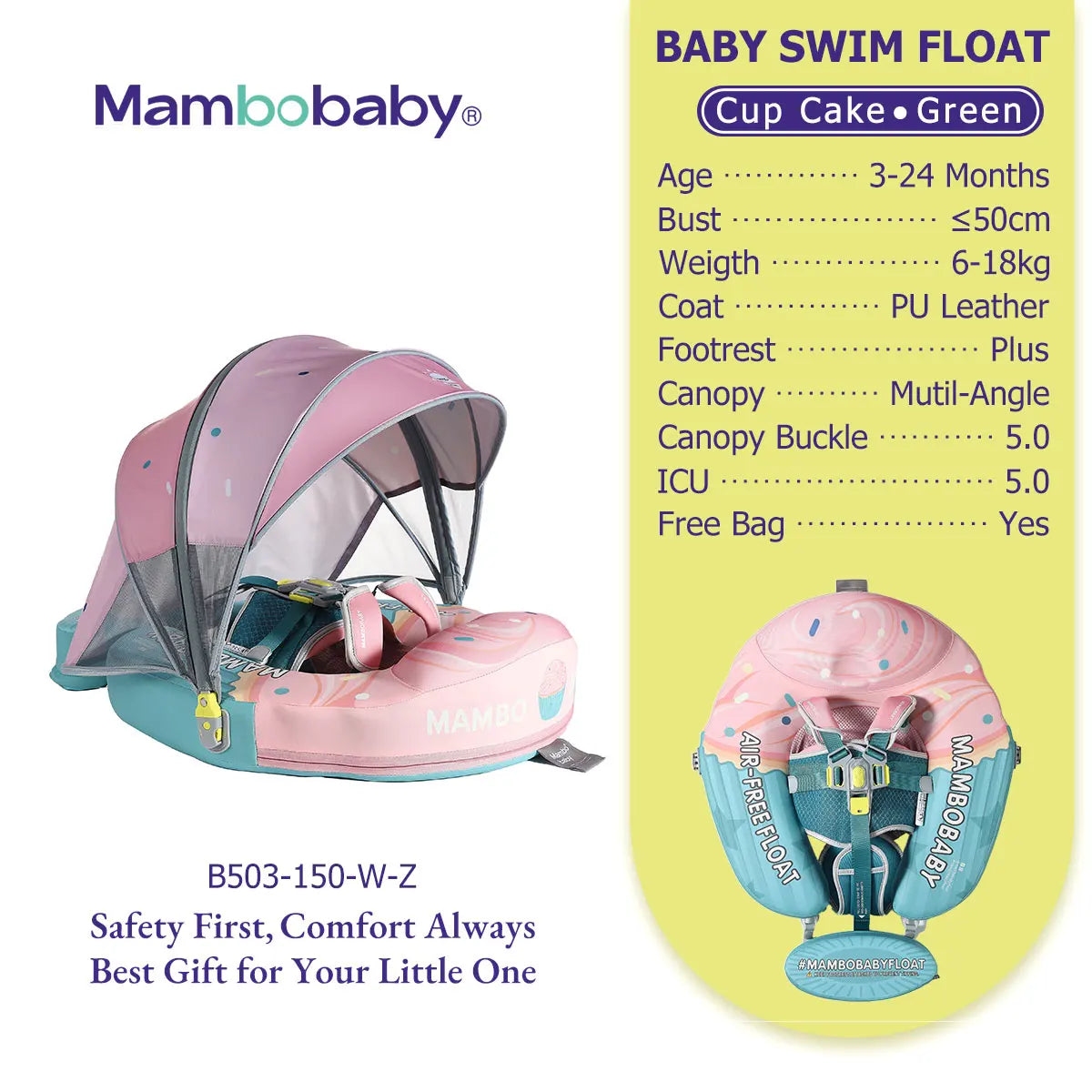 Mambobaby No Inflation Safe Harness Baby Swim Ring Pool Float by S And B Enterprise