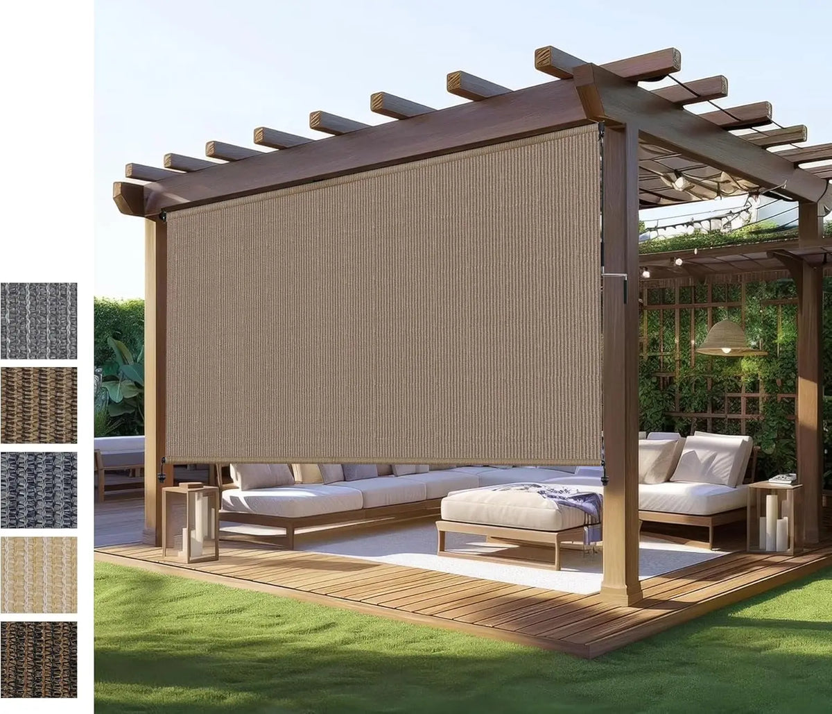Cordless Outdoor Roller Shade UV Blocking Privacy Screen For Patio by S And B Enterprise