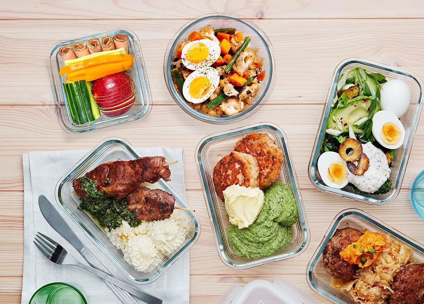 Glass Food Storage Set With Snap Lids Airtight Microwave Safe