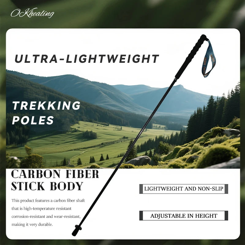 OKHEALINGCN Carbon Fiber Hiking Poles Telescopic 2 Pack Lightweight by S And B Enterprise