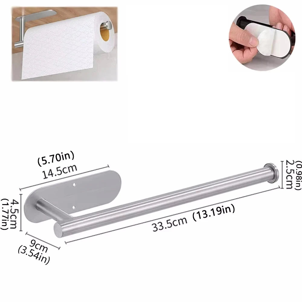 Paper towel holder S And B Enterprise; stainless steel adhesive wall-mounted kitchen towel rack