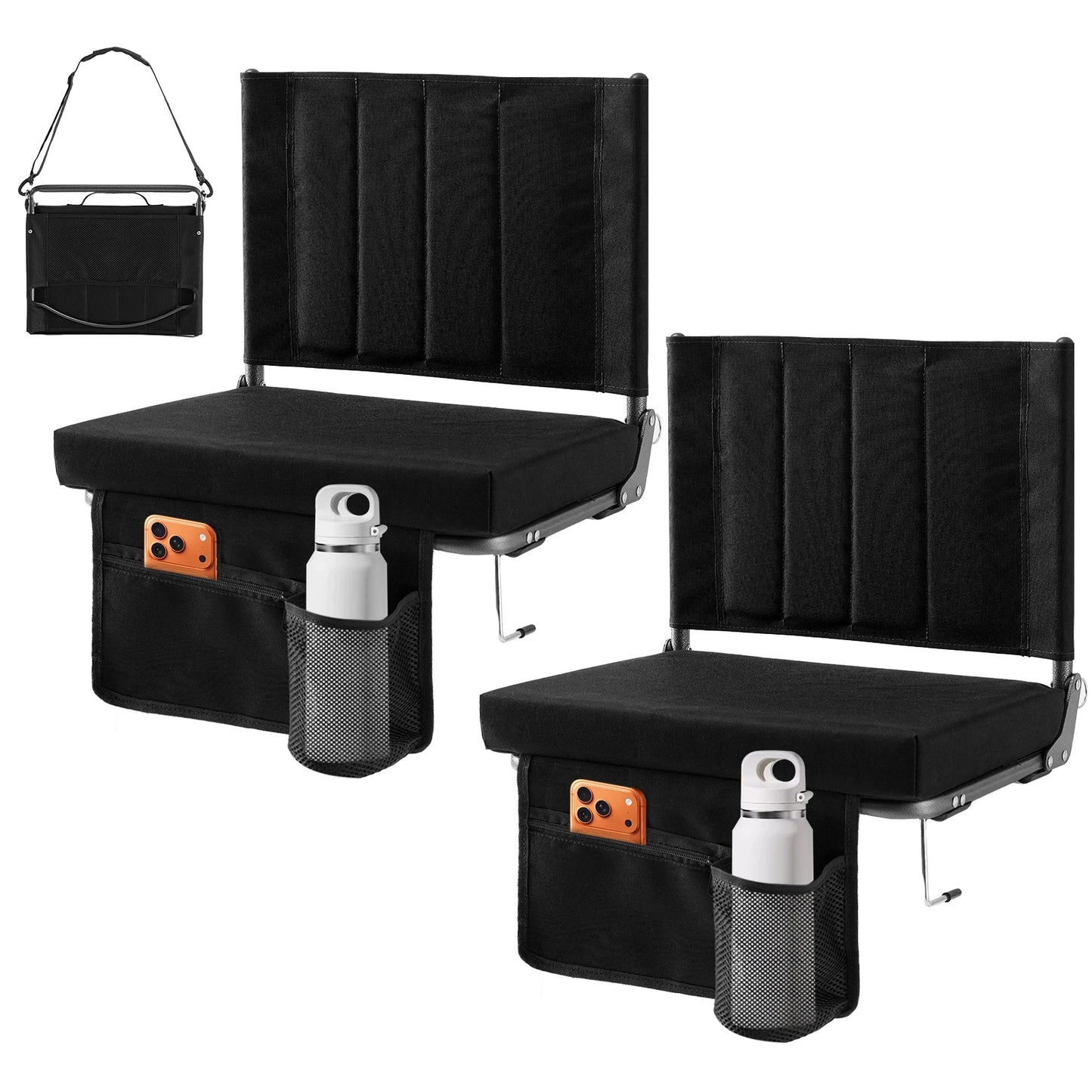 JHK Outdoor Foldable Seat With Back Support Portable Padded Comfort by S And B Enterprise